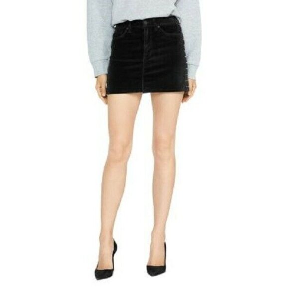Hudson Jeans Womens Viper Mini Skirt Black Size 25 Velvet Studded 5 Pocket NWT - Picture 1 of 9